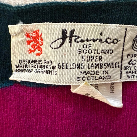 Hawico of Scotland Lambswool Striped Scarf 🇬🇧 – Magenta & Teal Double-Sided - Picture 8 of 13